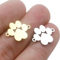 5pcs/lot Stainless Steel Charm Connection for Diy Jewelry Making Bear Dog Pet Paw Charms Jewelry Findings Making Accessories