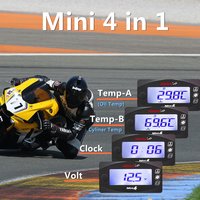 Koso Oil Temperature Meter Universal Motorcycle Oil Temperature Cylinder temp Time Volt 4 in 1 Dual Temp LCD Digital Display