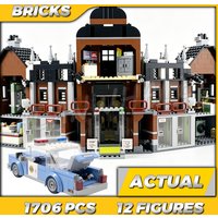 1706pcs Super Fighter Arkham Asylum Guard Lookout Tower Ward Office Joker Riddler 10741 Building Kits toy Compatible With Bricks