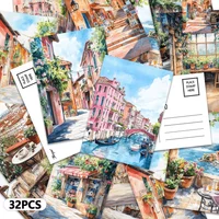 32pcs, Italian town, postcards, decoration/greeting cards/postcards, high-definition printing, collectible and mailable