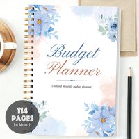 A5 Budget Planner Spiral Notebook Watercolor Floral Cover Undated Monthly Budget Book Expense Tracker for Home Finance