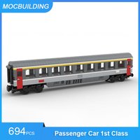 MOC Building Blocks Passenger Car 1st Class Train Model DIY Assembled Bricks Transportation Series Educational Xmas Toys Gifts