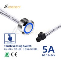Mini Touch Dimmer Sensor Switch Concealed Induction On/Off Controller DC 12V 24V 5A for Cabinets Wardrobes Kitchens LED Lighting