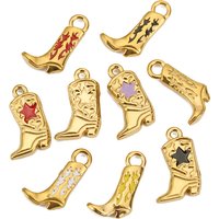 3pcs/lot Stainless Steel Gold Color PVD Plated Boots Charms Pendant DIY Necklace Bracelet Earring Jewelry Making Accessories