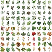 100PCS Green Plant Leaf Stickers Green Plant DIY Decor Phone Guitar Stationery Box Notebook Pen Holder Transparent PET Stickers