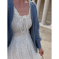 2026 Female 100% Cotton Loose Robe Polka Dot Print Half Sleeve U-Neck Elastic Waist Casual Ladies Long Dress