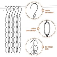 Foldable Magic Clothes Hangers Set of 2, Metal Chain Design with 7 Slots, Space Saving Multi-Hanger Wardrobe Organizer