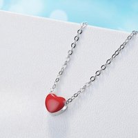 New 925 Sterling Silver Necklace Pendant Red Heart for Women Noble Wedding Jewelry Fine Fashion Party Gift High Quality
