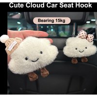 Cute Cartoon Hat Bow Cloud Car Seat Back Hooks Vehicle Headrest Organizer Hanger for Groceries Bag Handbag Auto Decortion