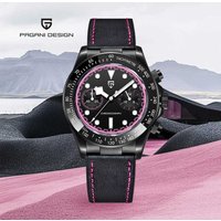 PAGANI DESIGN Pink Panda Men's Watch Quartz Wristwatches Luxury Speed Chronograph Watch For Men AR Sapphire Waterproof Luminous