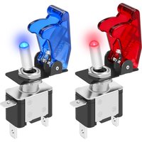 1pcs Multi color LED toggle switch 12V 20A with safety cover,SPST 3-pin rocker arm suitable for cars,trucks,boats,racing cars
