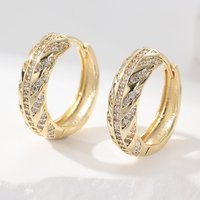 Trendy Gold Plated Metal Hoop Earrings For Women Korean Fashion Cross Zirconia Earring Engagement Jewelry Gifts