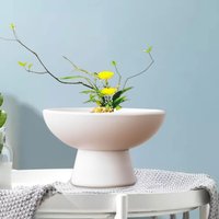 Round Ceramic Flowerpot Decorative Flower Bowl Multipurpose Centerpiece Floral Art Supplies for Study Room Desk Balcony