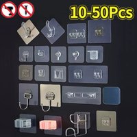 Multi-Purpose Transparent Hook Double-sided Adhesive Wall Hooks Waterproof Clothes Hats Towel Hooks Kitchen Bath Door Hooks