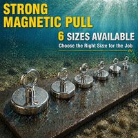 Material Handling: 1 Fishing Magnet with Hook, Strong Rare Earth Magnet with Countersunk Ring, Used for Recovery in Rivers, Lakes, Beaches, and Lawns