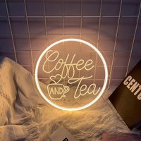 Coffee and Tea Neon Signs LED Coffee Light Up Sign for Coffee Station Restaurants Best Gifts for Coffee Tea Enthusiast