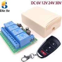 Universal Remote Control 433MHz RF Wireless Switch DC 6V 12V 24V 4Ch Relay Receiver and Transmitter for Lamp Garage Door Motor