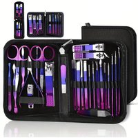 6/9/18/30pcs Gradient Purple Blue Manicure Pedicure Set Professional Nail Clipper Kit Tools For Thick Nails Home Travel Use