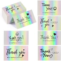 10-50pcs Thank You Cards Small Business Thank You for Supporting Cards Notes Shopping Holographic Thanks Card for Retail Store