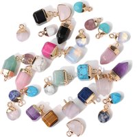 5pcs Mixed Natural Stone Pendant Charms Random Gem Quartz Jaspers Making Jewelry Accessories for Finding DIY Necklaces Earrings
