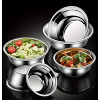 SUS304 stainless steel household deep noodle soup bowl, circular mixing bowl, salad bowl, steel bowl, rice mixing bowl