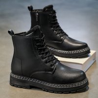 Men's Black Warm Thickened Snow Boots, Stylish British-Style Ankle Boots, 2025 Autumn & Winter New Outdoor Cycling Moto Boots