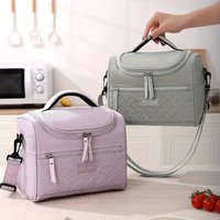 Durable Polyester Insulated Lunch Cooler Bag Hand Washable Lunch Box With Adjustable Padded Shoulder Strap For Office School Cam