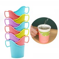 10PCS Disposable Paper Cup Holder Set Thickened Plastic Corrugated Cup Holder Tea Ceremony Thermal Insulation Anti Scald Hand