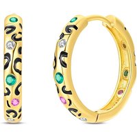 New 925 Sterling Silver Colorful Zirconium Gold Leopard Print Hoop Earrings For Women Fine Birthday Anniversary Jewelry Gifts