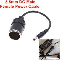 30CM 12V 24V DC 5.5x2.1mm Male Female Plug Connector to Car Cigarette Lighter Socket Power Adapter Cable