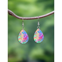 1 Pair of Colorful Wave-Patterned Earrings with Convex Glass and 316 Stainless Steel Water Drop Ear Hooks, Featuring a Luxurious and Simple Style, Suitable for Women to Wear in Daily Life, Parties, or