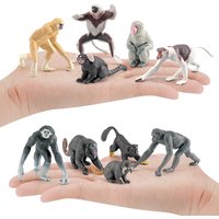 10pcs Realistic Primates Animals Bonobo,Gibbon,Marmoset,Monkeys Multicoloured Model Figurines Educational Teaching Toys