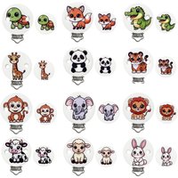 3/5/10Pc Silicone animal Beads Printed Baby Silicone Pacifer Clips for DIY Pacifier Chains Clips Necklaces, Bracelet Accessorie