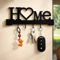 Metal Key Holder Hooks Organizer Hanger Rack Wall Mounted Key Rack "Home Love" Decor,for Towels,Hats & Purses Organizer Hanger