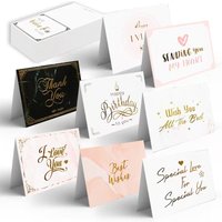 10/20/30Pcs Thank You /Happy Birthday /Valentines Cards Gold Stamping Wish Greeting Card Gift Cards Folded Gift Message Card