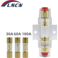 Auto Car Fuse Holder Block 30A/60A/100A AGU Fuse Holder Audio In Line AMP Amplifier Gold Plated Fuse Holder