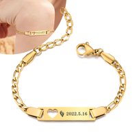 Safe Customizable Kids Bracelet 316L Stainless Steel with Hollowed Out Heart Hypoallergenic Jewelry New Year Gift for Boys Girls