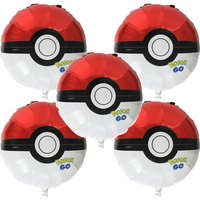 5Pcs Cartoon Pikachu Birthday Party Balloons Set Poke Ball Foil Ballons Decor Supplies For Baby Shower Kids Boys Toys Gifts