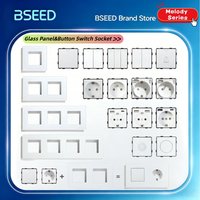 BSEED 1/2/3 Gang 1/2 Way Przycisk Ścienny Włącznik Gniazdko Elektryczne Gniazda Elektryczne Część Szklana Ramka Moduł DIY Dowolna Kombinacja