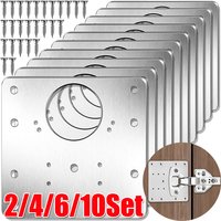 Cabinet Hinge Repair Plate Kit Stainless Steel Cupboard Door Mounting Plate with Holes Flat Fixing Brace Brackets for Kitchen