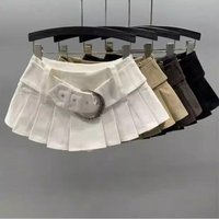 Low Waist Sexy Hot Girl Denim Skirt Women's Summer New American Retro A Word Pleated Skirt