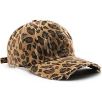 American Retro Style Full-Pattern Leopard Print Oversized Frayed Baseball Cap, Available in Multiple Colors, Suitable for Jeans.