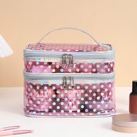 Polka Dot transparente PVC-Doppelschicht-Make-up-Tasche Multifunktionale tragbare wasserdichte Make-up-Tasche mit großer Kapazität für die Reiseaufbewahrung
