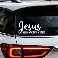 Jesus Way Truth Life Christian Car Sticker with the Words 'Road, Truth, Life' for All Kinds of Car Decals