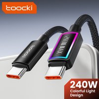 Toocki 240W 5A USB C Cable PD3.1 QC4.0 RGB Lighting Fast Charging Cable Type C to Type C for Laptop iPhone 17 16 Samsung Xiaomi