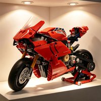 1603PCS Technical 1:5 Scale Red V4S Motorcycle Building Blocks MOC Famous Motorbike Model Assembly Toy Festival Party Gifts
