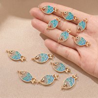 5pcs Enamel Fish Charms for Jewelry Making Assorted Wholesale Cute Bulk Metal Earring Bangle Charms for DIY Necklace Bracelet