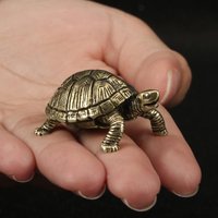 Pure Copper Turtle Statue Vintage Brass Tortoise Figurines Desktop Feng Shui Ornament Miniatures Antique Tea Pet Crafts Gifts