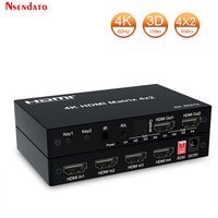 4K 60Hz Switch HDMI True Matrix 4x2 4 in 2 out HDMI Matrix Switch Splitter Converter With EDID Optical For PC PS4 to TV Monitor