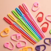 30-Piece Knitting Needle Set Including 10-9cm Needles, 10-7cm Needles & 10 Markers, Essential Sewing Tools for Crafting